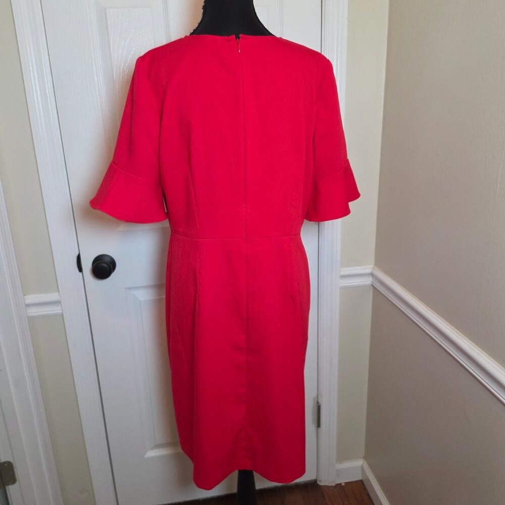 LOFT Women's Size 12 Red A-Line Flutter Sleeve Stretch Knit Dress - Picture 7 of 7